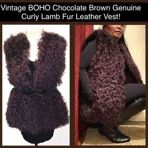 Vintage BOHO Genuine Curly Lamb Fur Leather Vest!